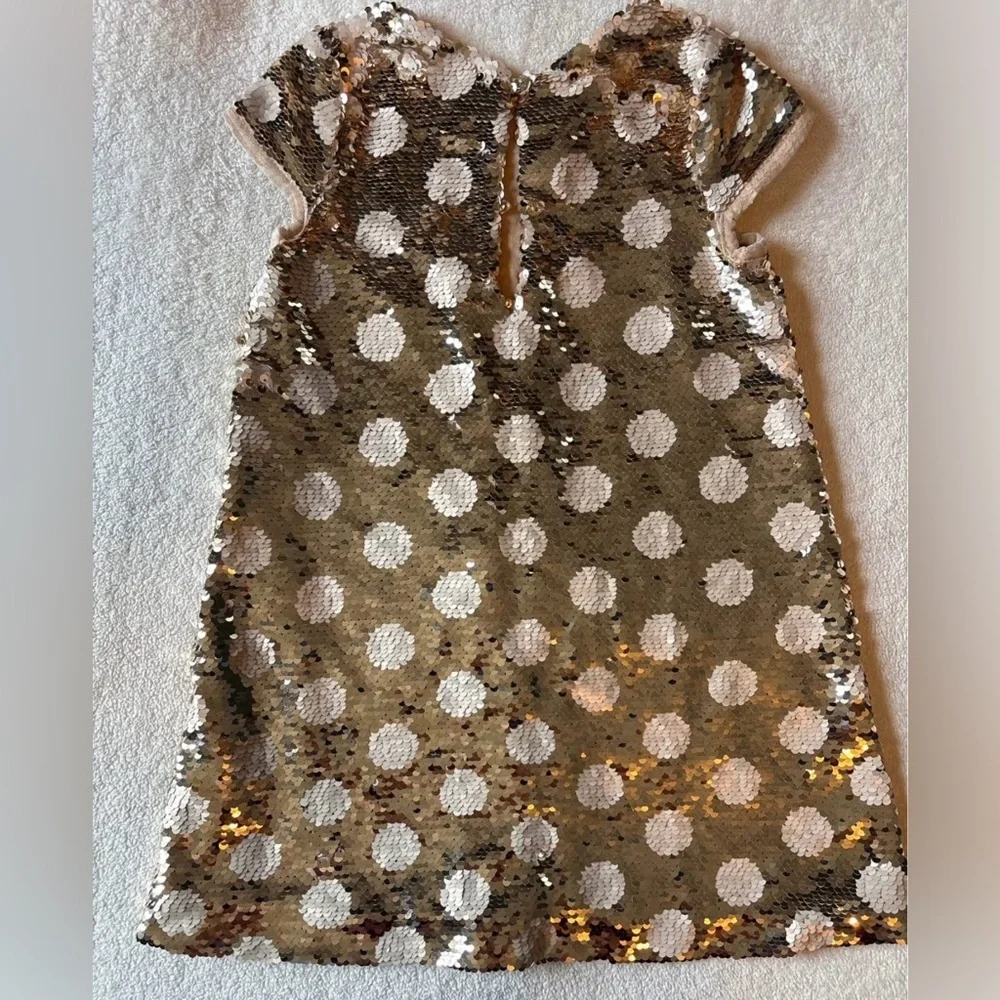 Du Pareil Au Meme Gold SequinPolka Dot Dress, 4T. Sparkly Holidays Christmas